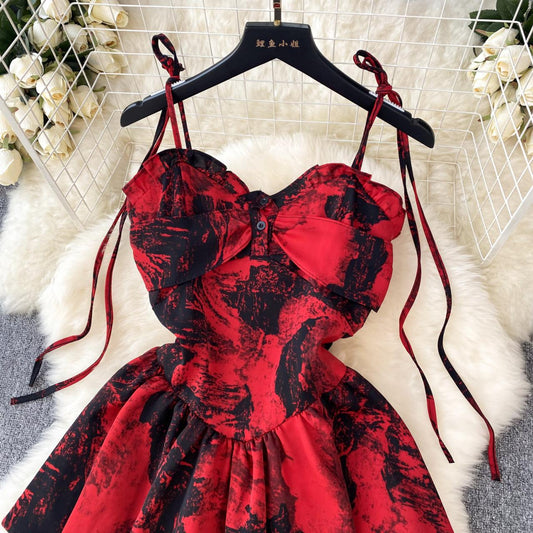 Rotes A-Linien-Kurzkleid, Modekleid RF0008