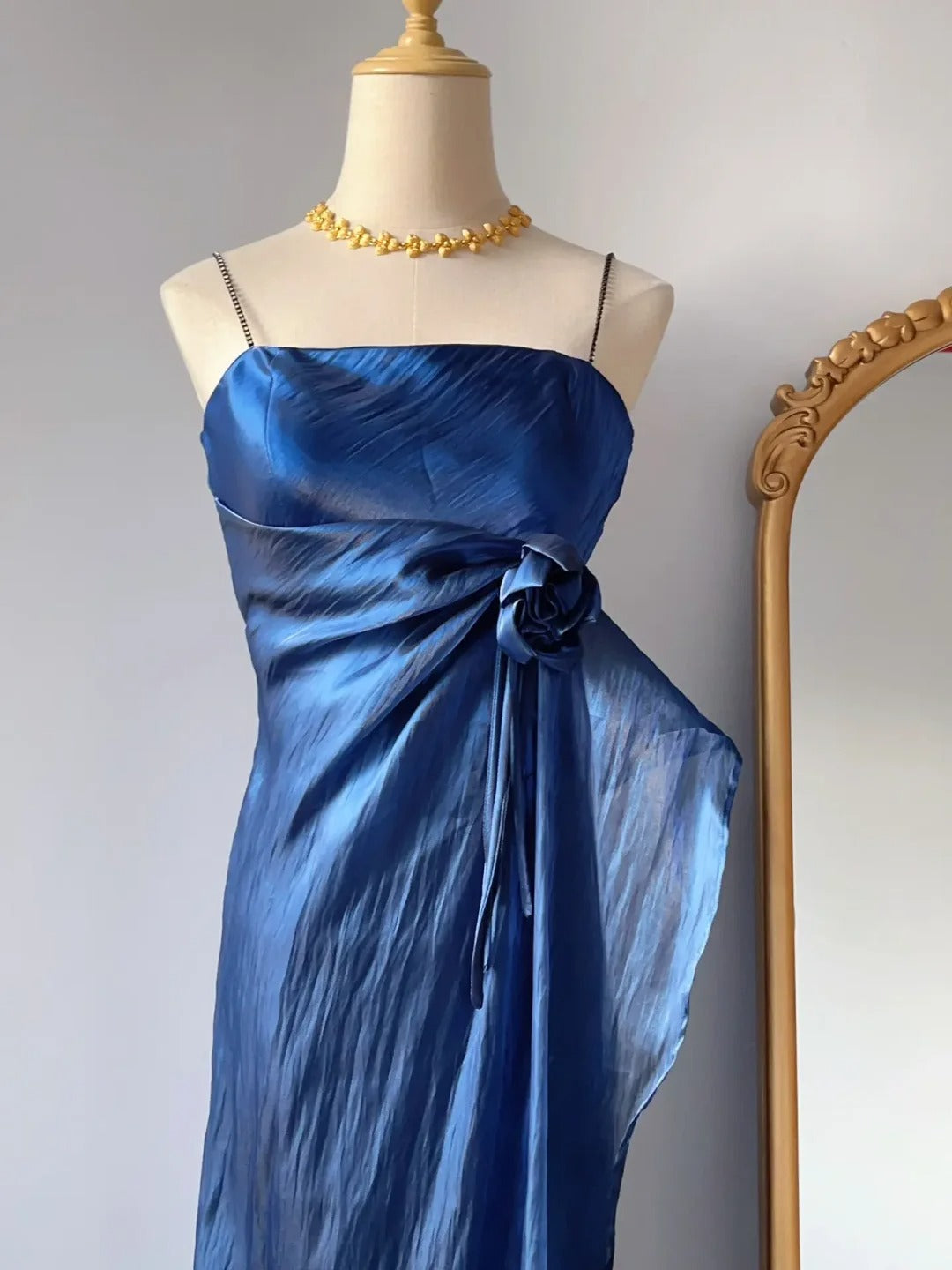 Vintage Mermaid Spaghetti Strap Royal Blue 1950s Event Birthday Dress Long Evening Prom Formal Dresses RB3215
