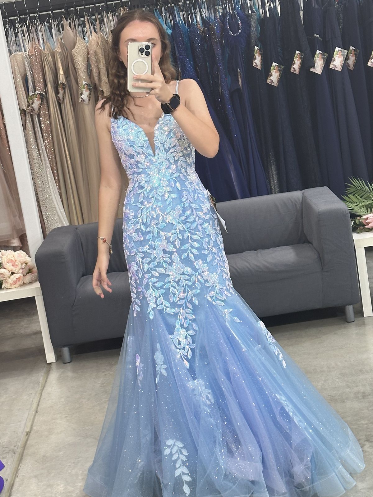 Blue Tulle Lace Party Dress Mermaid Spaghetti Straps Long Sexy Prom Dresses Evening Gowns AB1569