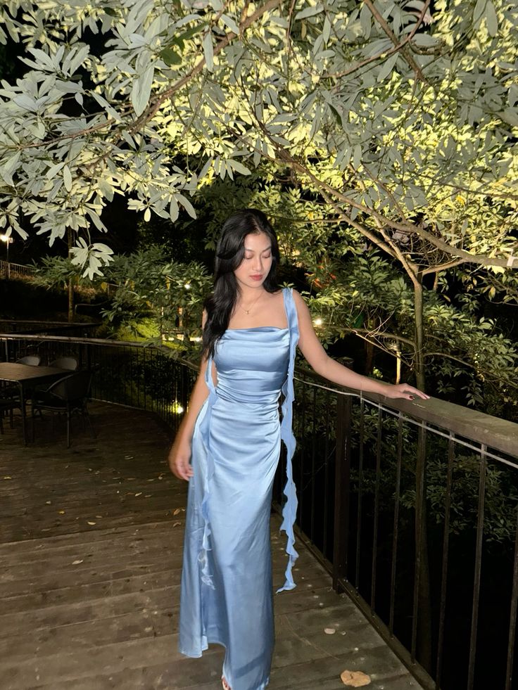 Blaues Satin-Partykleid im Meerjungfrauenstil mit eckigem Ausschnitt, langes, sexy Ballkleid, Abendkleid AB1564