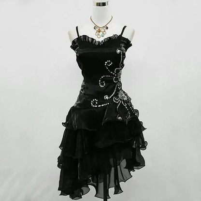 Süßes Ballkleid Spaghettiträger Burgund Kleines Schwarzes Organza Mit Silberperlen Partykleid Heimkehrkleider N3907