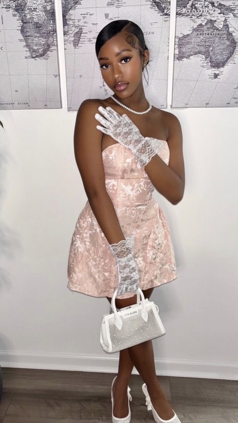 Classy A line Strapless Pink Satin For Black Girls For Teens Women Party Short Mini 18th Birthday Dresses Hoco Outfit RB3781