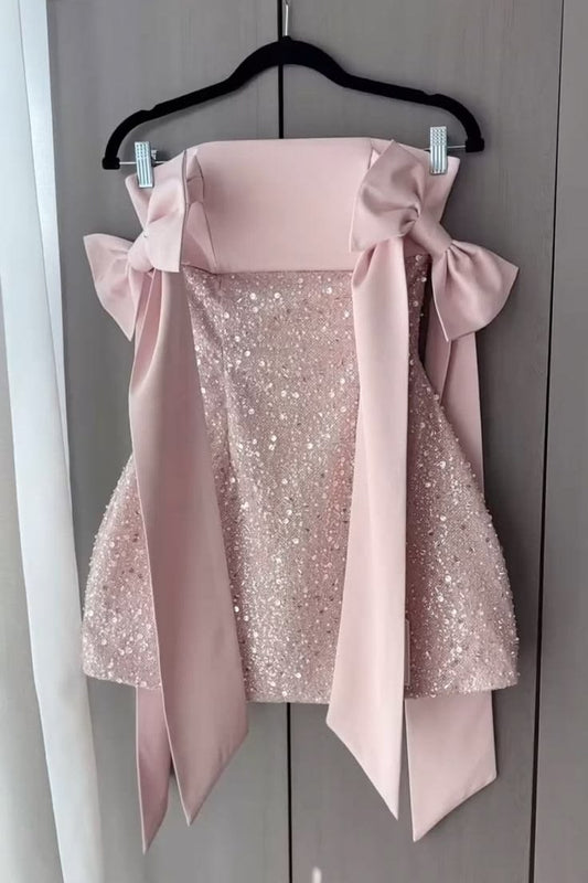 Sparkly Sheath Sequin Homecoming Dress Pink Glam Party Outfit Birthday Dress Cocktail Outfits RB6244