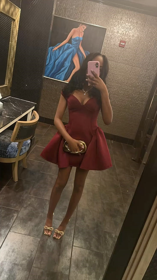 Sexy Homecoming Dresses Outfit inspo Ball Gown Sweetheart Burgundy Satin Hoco Dres Birthday Cocktail Outfits RB9178