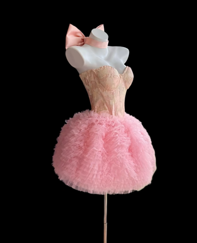 Cute Ball Gown Sweetheart Pink Tulle Short Homecoming Dresses Senior High School For Teens Ideas Inspo Short Hoco Court Gowns RB7318