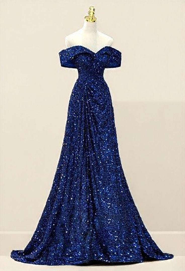 Paillettenbesetztes Meerjungfrauen-/Trompeten-Abendkleid, elegantes Kleid, formelles Hochzeitskleid, bodenlang, schulterfrei, Schnürung mit Falten AB1830