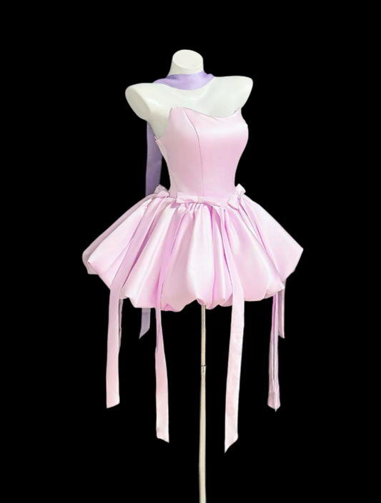 Cute Ball Gown Sweetheart Pink Satin Short Homecoming Dresses Senior High School For Teens Ideas Inspo Short Hoco Court Gowns RB7320