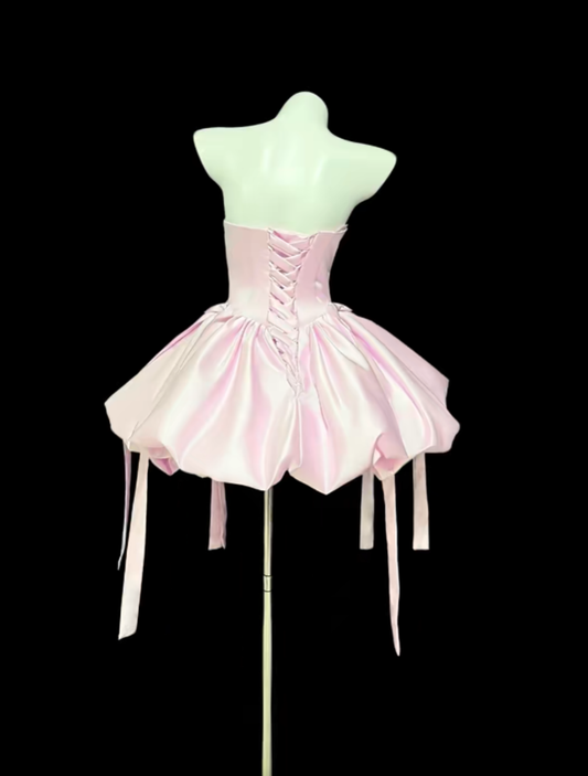 Cute Ball Gown Sweetheart Pink Satin Short Homecoming Dresses Senior High School For Teens Ideas Inspo Short Hoco Court Gowns RB7320