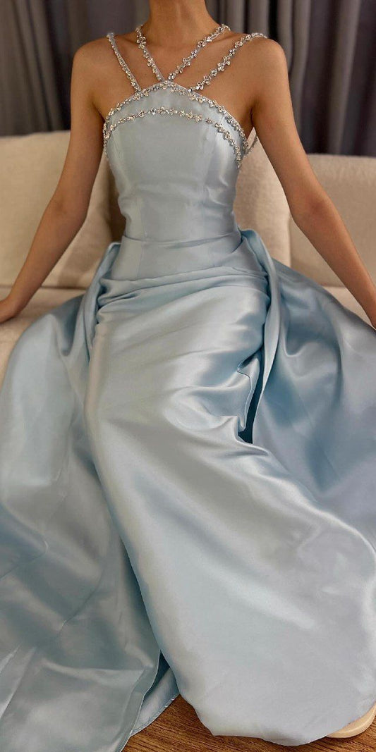 Abendkleid mit Glitzer-Verzierung, Satin, Party, Abschlussball, Kleider für besondere Anlässe, Robe N2457