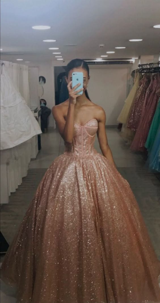 Aesthetic Pink Prom Dress Ball Gown Sweetheart Princess Long Party Evening Formal Gown RC1155