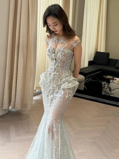 Robe de bal longue à paillettes argentées, décolleté en cœur, style sirène scintillante, tenue de soirée pour la remise des diplômes N038
