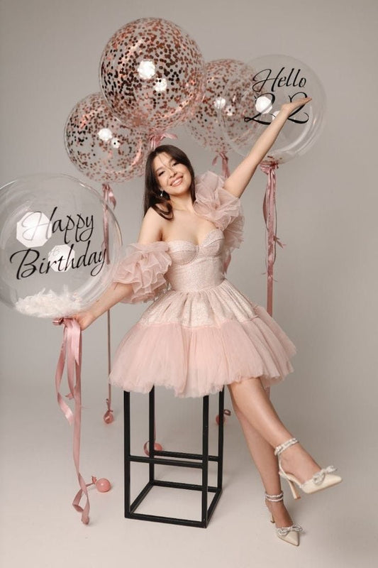 Elegante Ballkleider Herzförmiges Rosa Tüll Kurz Mini 16. Geburtstagskleid Hoco Outfits RB3387