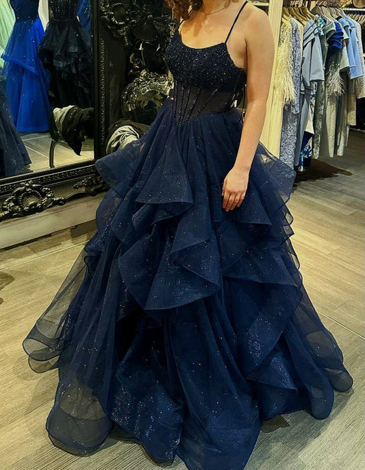 Elegantes Ballkleid mit transparentem Korsett – Inspiration für formelle Abendkleider für Damen und Mädchen – Lange Abendkleider AB1844