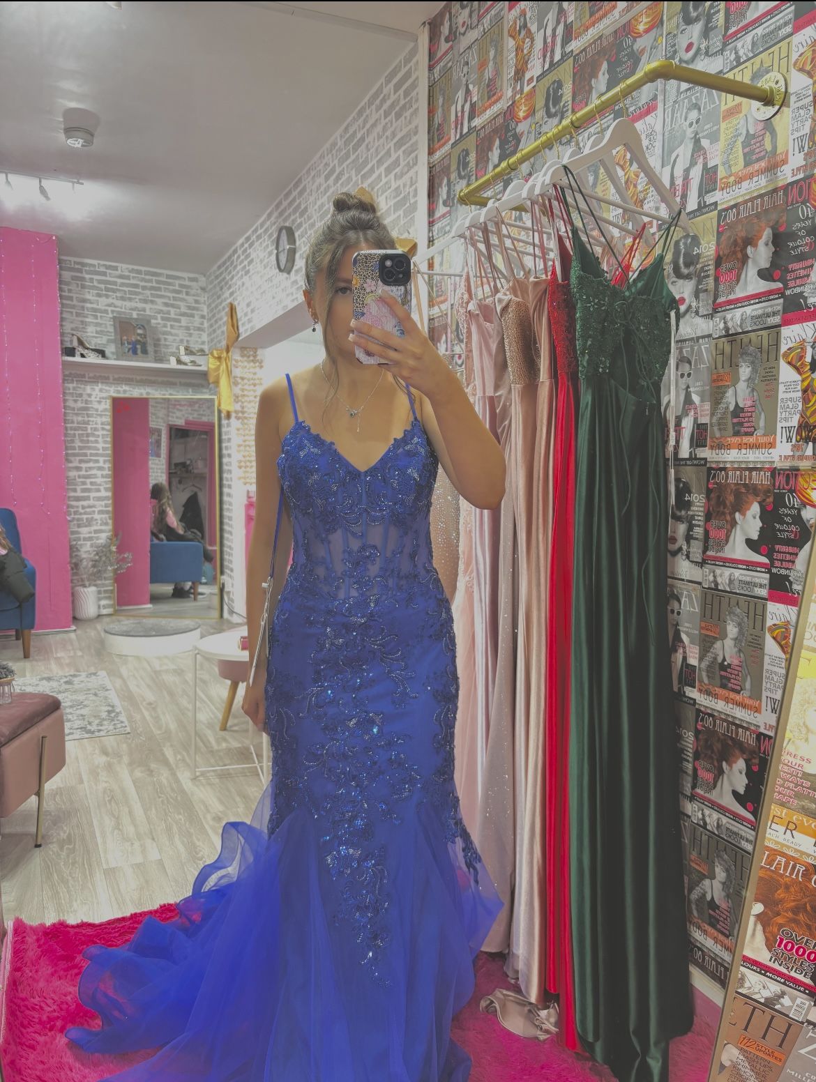 Glitzerndes, königsblaues Meerjungfrauen-Abendkleid mit Spaghettiträgern – Inspiration für formelle Anlässe und Partys – Langes Ballkleid AB1705