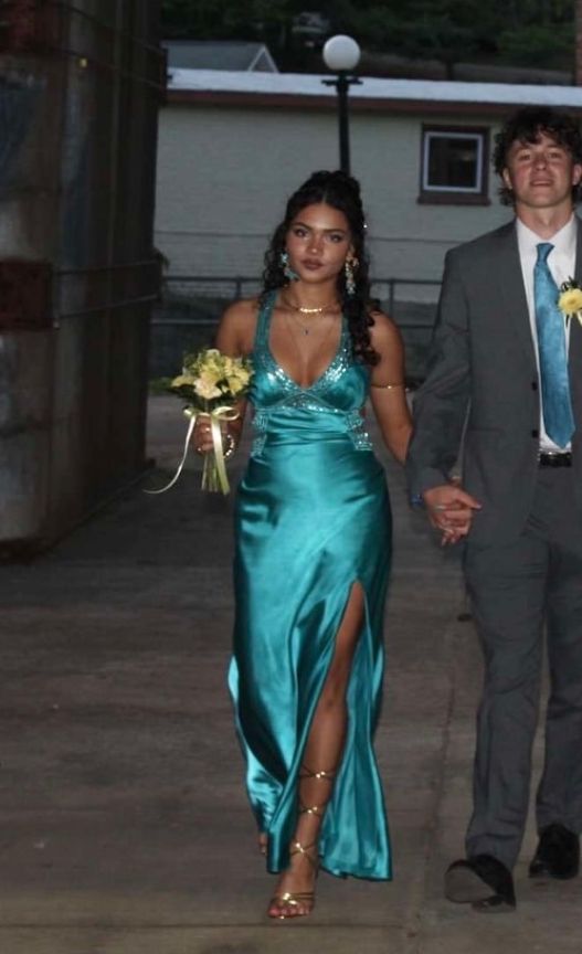 Sexy Sheath V Neck Blue Slit With Beads Long Prom Dresses Formal Party Dress Prom Gown AB1177