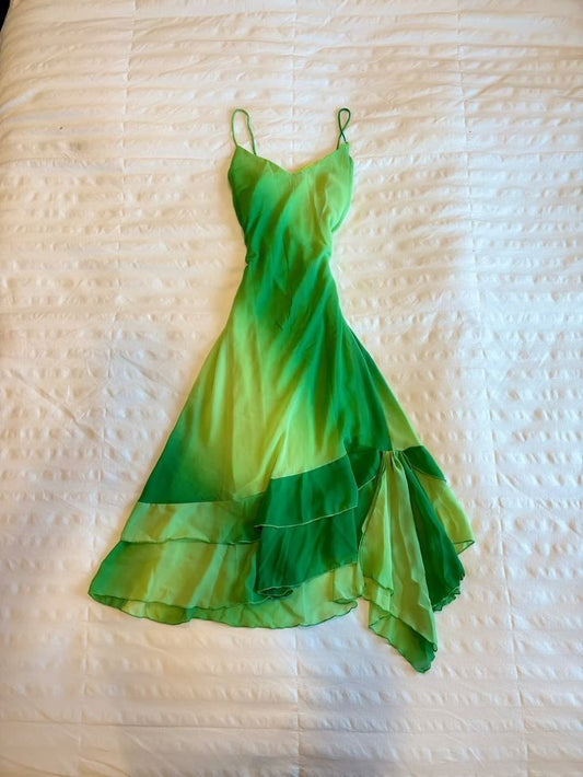 Vintage A line Spaghetti Straps Green Chiffon Homecoming Dresses Spring Mystic Party Cocktail Hoco Outfits RB8721