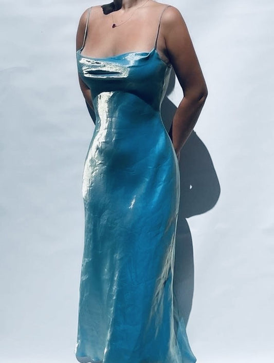 Elegantes Meerjungfrauenkleid mit Spaghettiträgern, ärmellos, langes Abendkleid, Ballkleid N2541