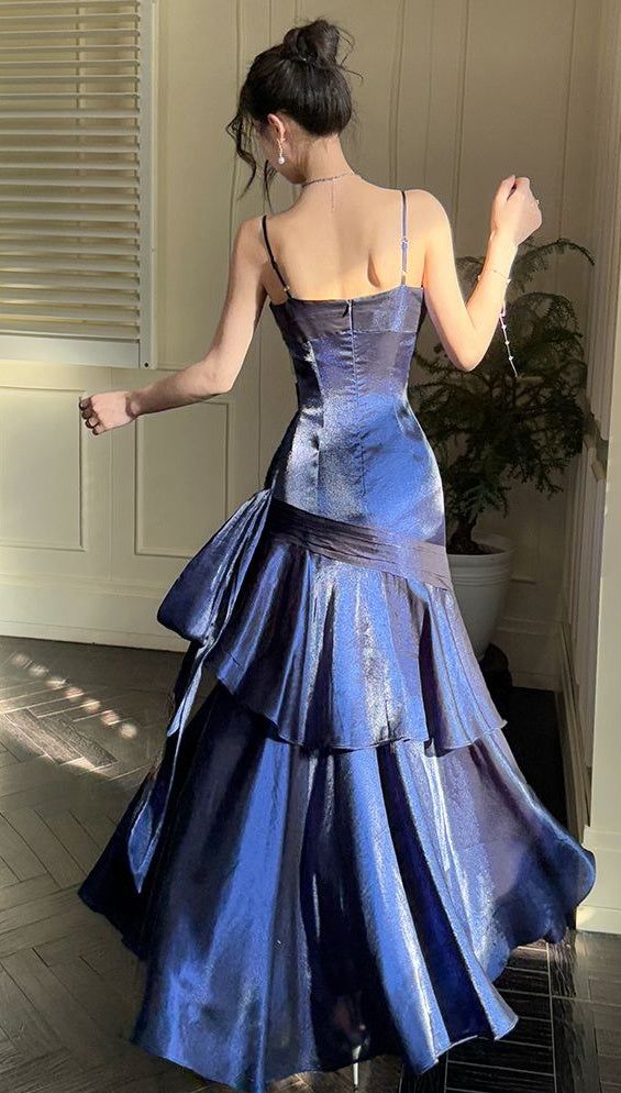 Modisches burgunderrotes Rüschen-Abendkleid mit Spaghettiträgern, Tanzkleid AB1613