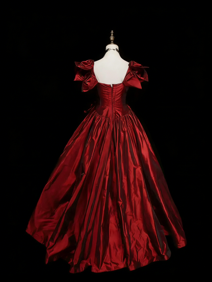 Vintage Ball Gown Square Neck Burgundy With Ruffles Sweet 16 Dresses Quinceanera Dress Long 15 Vestidos De Fiesta N1453