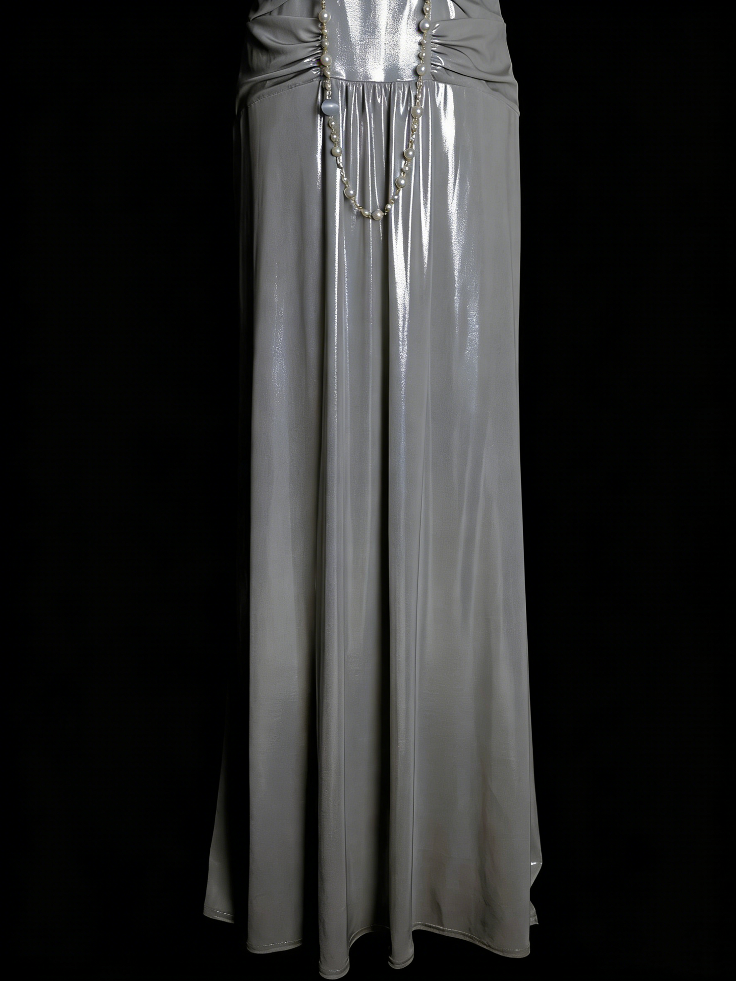 Einfaches, graues A-Linien-Abendkleid im 80er-Jahre-Stil mit Spaghettiträgern, langes formelles Kleid für die High School, Modell N1334
