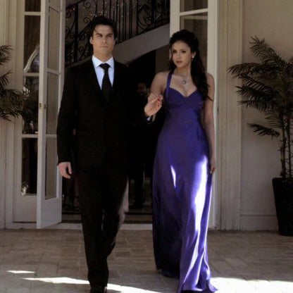 Robe de soirée sirène chic à fines bretelles en satin bleu royal, longue, idéale pour les bals de fin d'année des adolescentes (N1401)