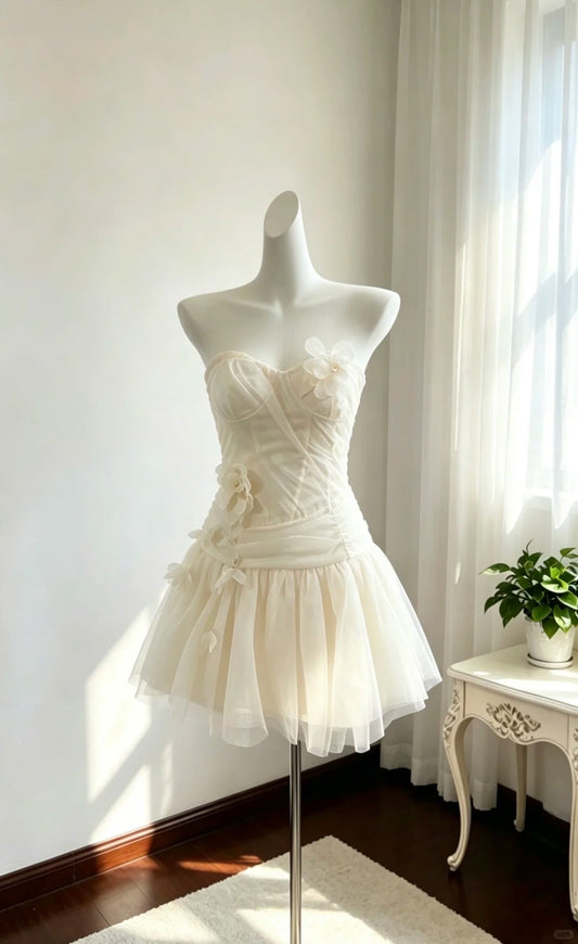 Cute A Line Sweetheart Tulle White Mini Short Cocktail Gown Homecoming Dresses Ideas Hoco Outfits RB4883