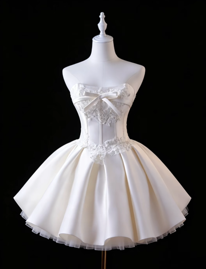 Unique Ball Gown Strapless Little White Dress University Ideas Homecoming Dresses Inspo Short Hoco Court Gowns RB7167