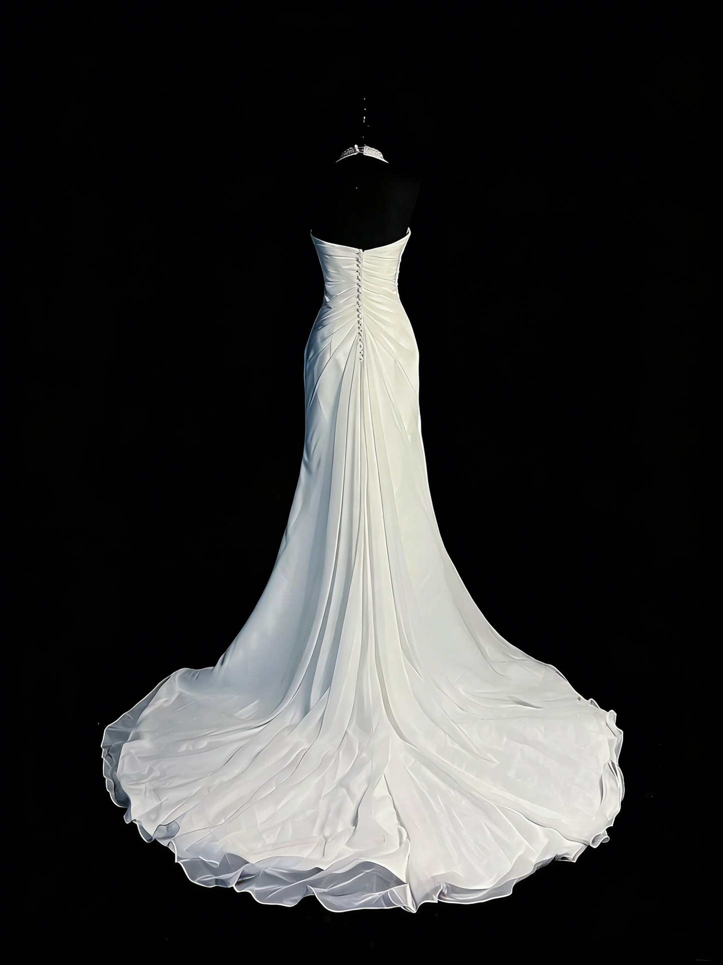 Robe de bal longue en mousseline blanche à col en V, style sirène, pour adolescentes (N1184)