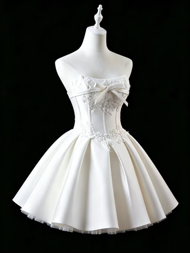 Unique Ball Gown Strapless Little White Dress University Ideas Homecoming Dresses Inspo Short Hoco Court Gowns RB7167