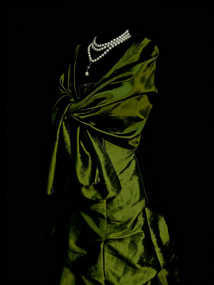Robe de bal vintage esthétique années 60 style rétro col en V vert olive longue robe de soirée N2133