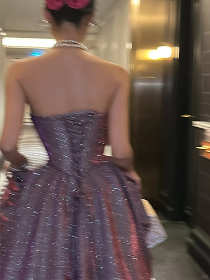 Elegant Ball Gown Sweetheart Lilac Sequin With Silver Corset Fitted Prom Dresses Formal Outfits Evening Night Dress RB8249