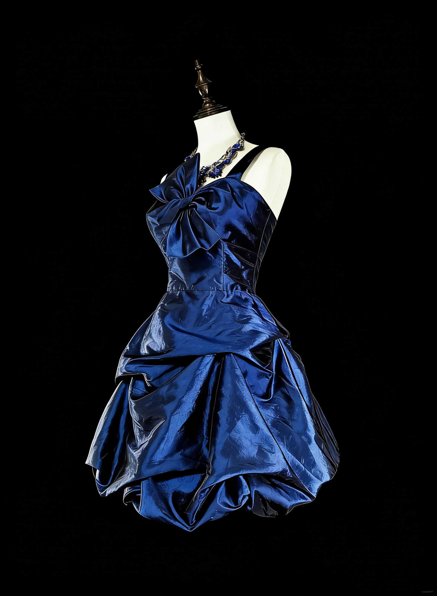 Pretty Sheath Spaghetti Strap Navy Blue Taffeta Graduation Short Mini Homecoming Dresses Hoco Dress N2721
