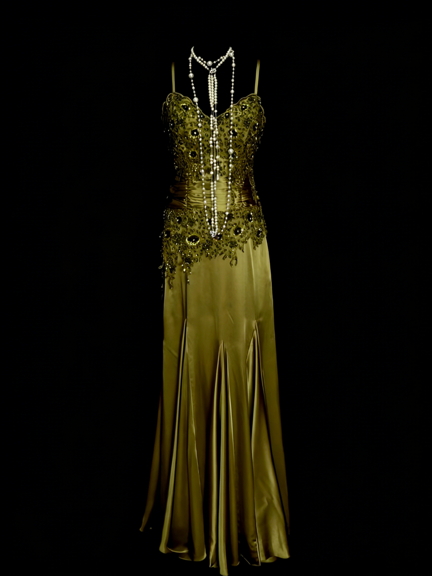 Elegantes Meerjungfrauen-Abendkleid mit Spaghettiträgern in Olivgrün, langes formelles Kleid für die Oberstufe (N1244)