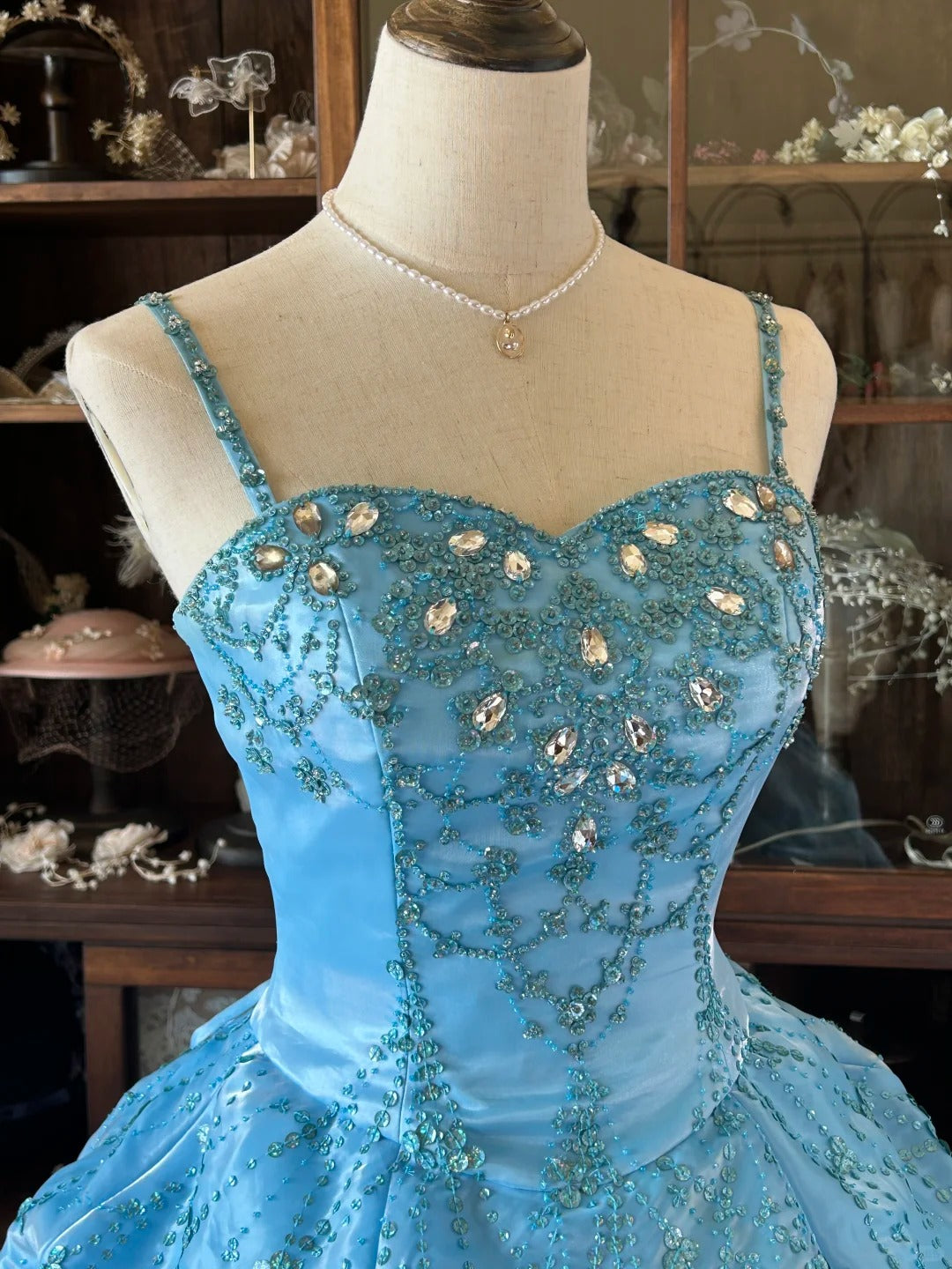 Vintage Ballkleid Spaghettiträger Blau Mit Lagen Stufen Sweet 16 Kleider Lang 15 Vestidos De Fiesta N2264