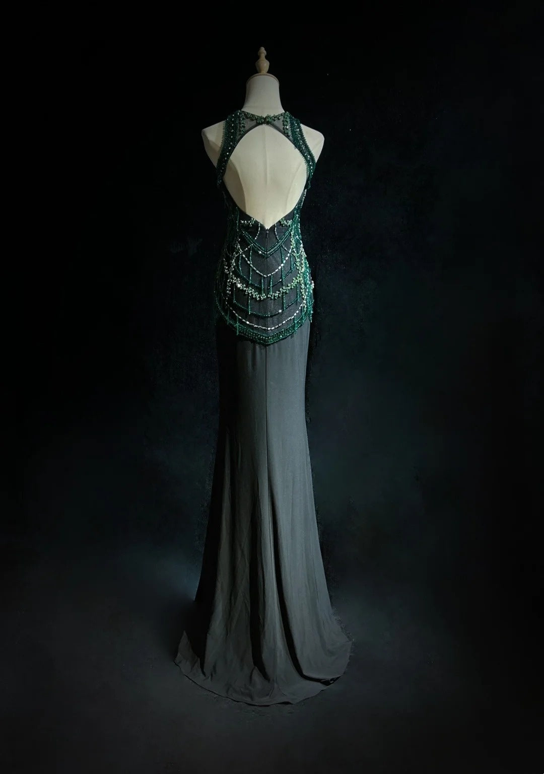 Vintage Abschlussballkleider Meerjungfrau Scoop mit Glitzerperlen Rückenfrei Schwarz 80er Abendkleid RB3270