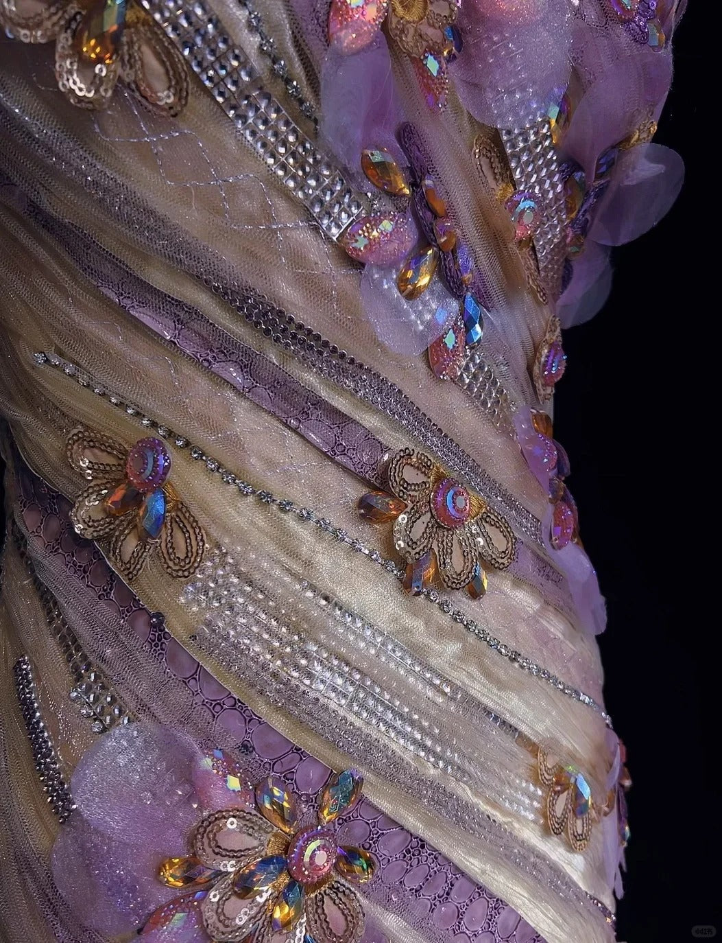 Verträumte 90er Abschlussballkleider Meerjungfrau One-Shoulder Flieder mit 3D-Blumen Formelle Abendgarderobe N3802