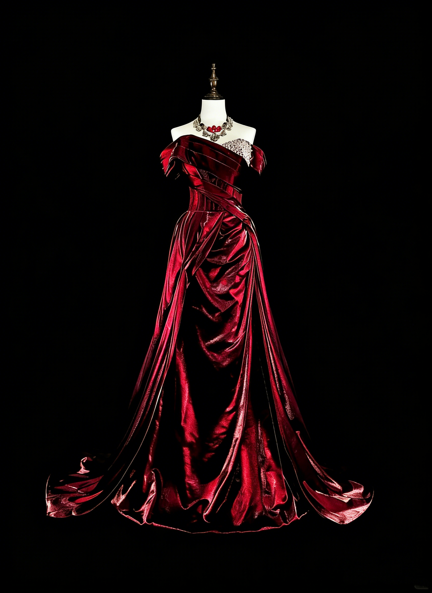 Verträumte Abschlussballkleider Vintage 90er Jahre mit Perlen Meerjungfrau schulterfrei Burgund Satin Lange formelle Outfits N2377