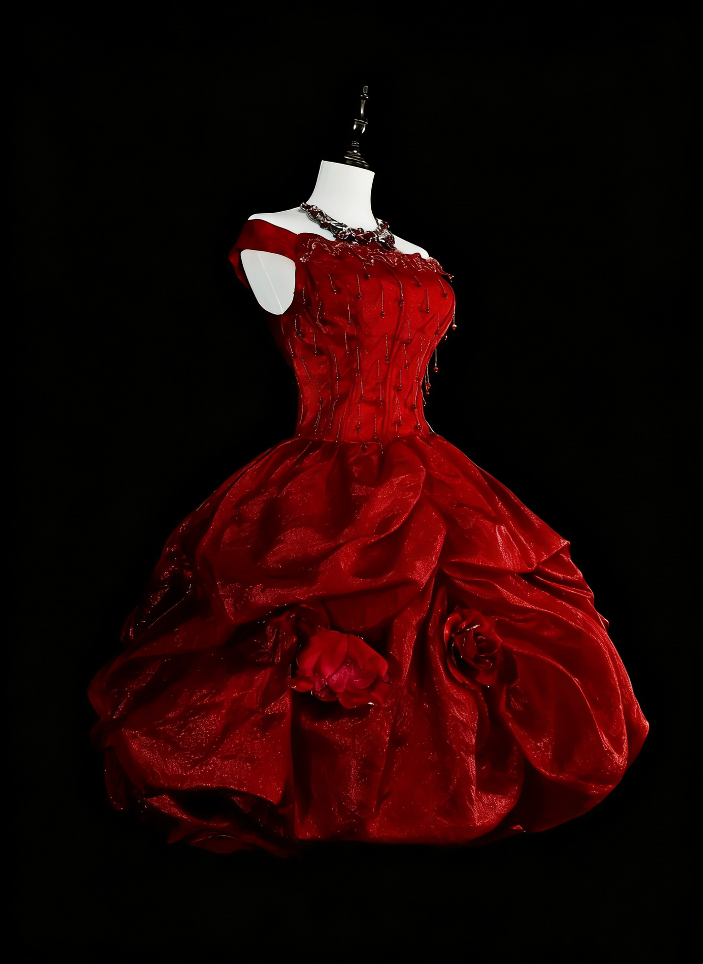 Robe de bal unique épaules dénudées rouge inspiration mode vintage années 2000 robes de bal courtes inspiration robes de bal de rentrée N2014
