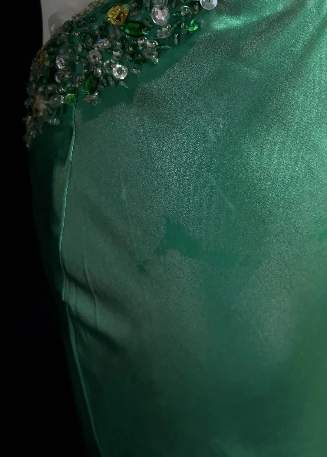 Vintage Prom Dresses Mermaid Halter Backless Green Beaded 90s Long Formal Evening Gown N2648