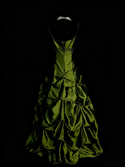 Robe de bal vintage esthétique années 60 style rétro col en V vert olive longue robe de soirée N2133