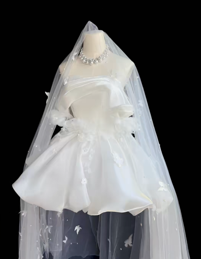 Pretty Ball Gown Off The Shoulder White With Flowers Mini Party Homecoming Dress High School Ideas Inspo Short Birthday Outfits RB7360