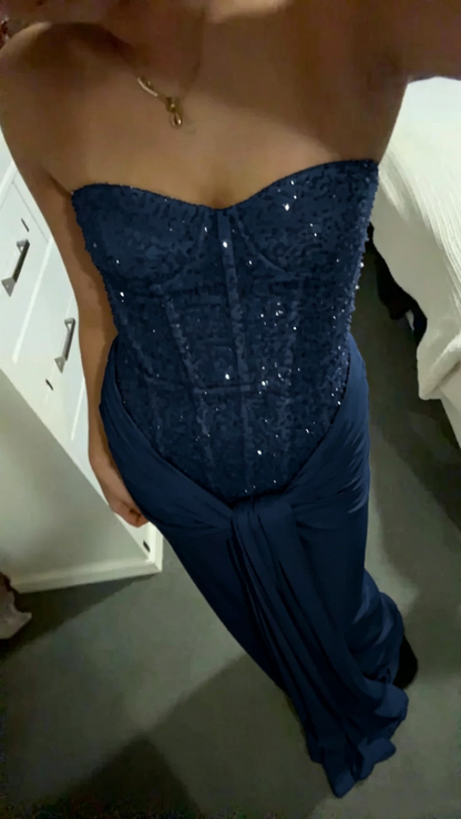 New Arrive Elegant Sweetheart Pink Sequin Long Party Dress Prom Dresses Mermaid Bodycon For Women N4072