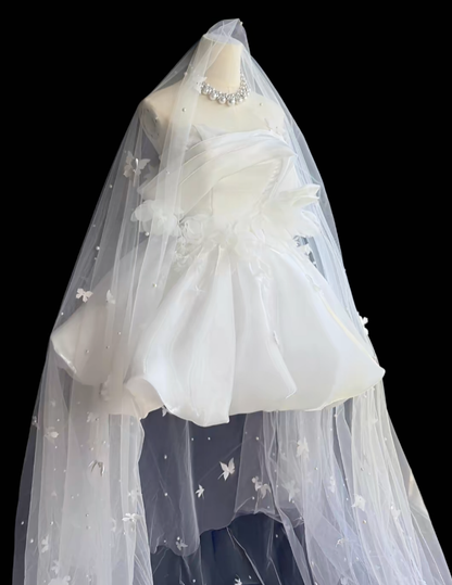 Pretty Ball Gown Off The Shoulder White With Flowers Mini Party Homecoming Dress High School Ideas Inspo Short Birthday Outfits RB7360