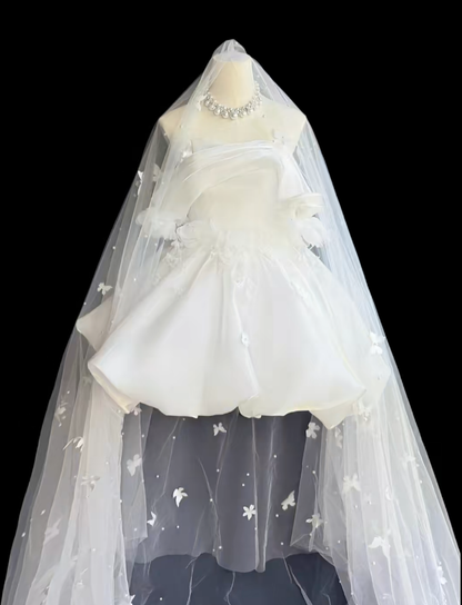 Pretty Ball Gown Off The Shoulder White With Flowers Mini Party Homecoming Dress High School Ideas Inspo Short Birthday Outfits RB7360