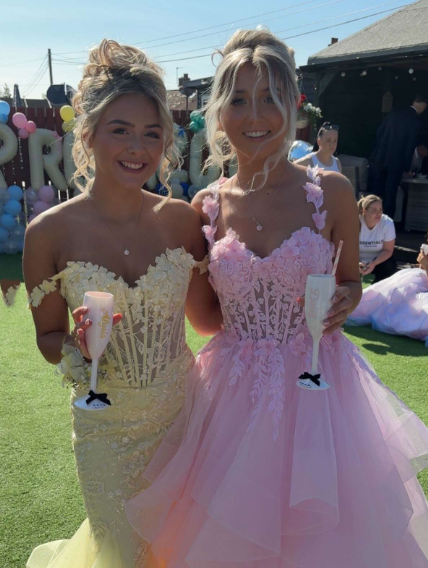 Ball Gown Sweetheart Sleeveless Lace Tulle Pink Long Formal Dresses Prom Dress AB944