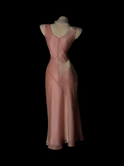 Vintage Prom Dresses 1950s Sheath Pink Satin Mid Length Sleeveless Evening Formal Outfits RB4928