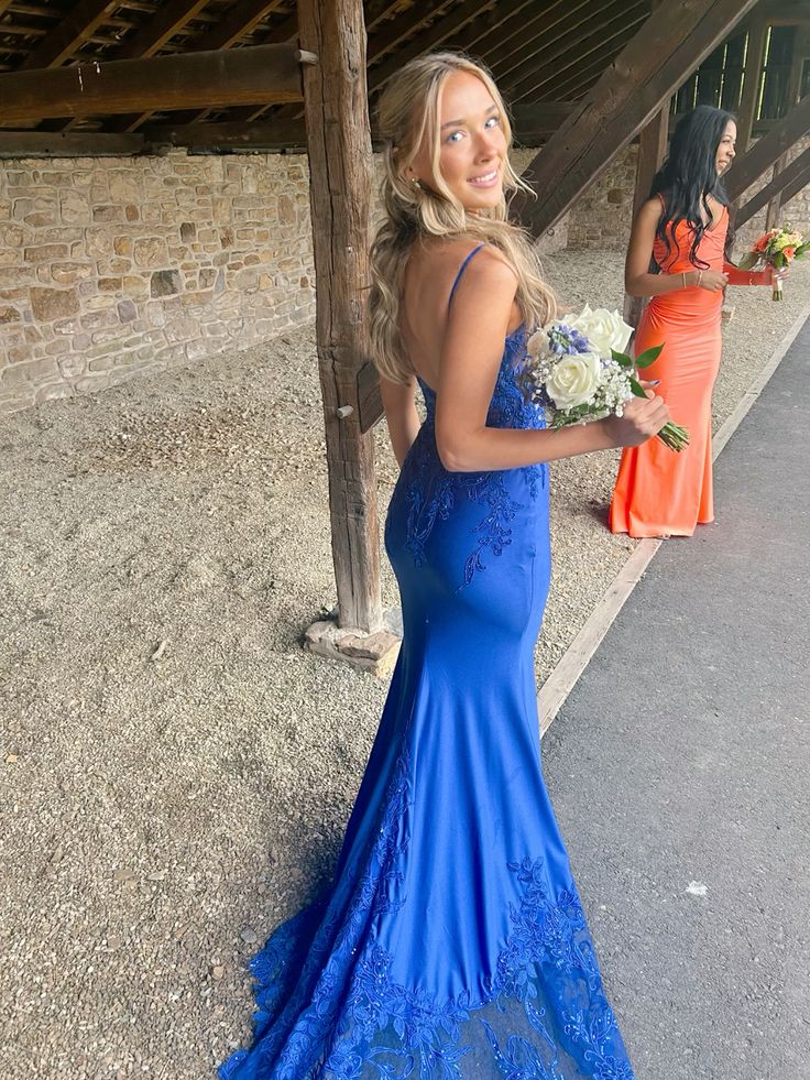 Robe de bal sirène modeste pour femme, bretelles spaghetti, robe de soirée en satin bleu royal N1516