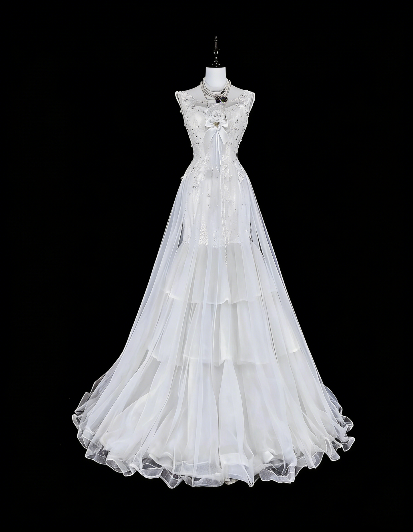 Vintage Prom Dresses Aesthetic 1950s Retro Mermaid White Tulle Lace Long Party Dress N2367