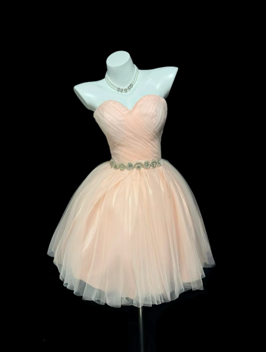 Amazing Ball Gown Sweetheart Blush Pink Tulle Short Homecoming Dresses Senior High Schools For Teens Ideas Inspo Short Birthday Cocktail Gown RB7338