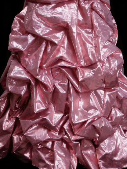 Robe de bal longue rose sirène vintage sans manches, style années 80, référence N1443